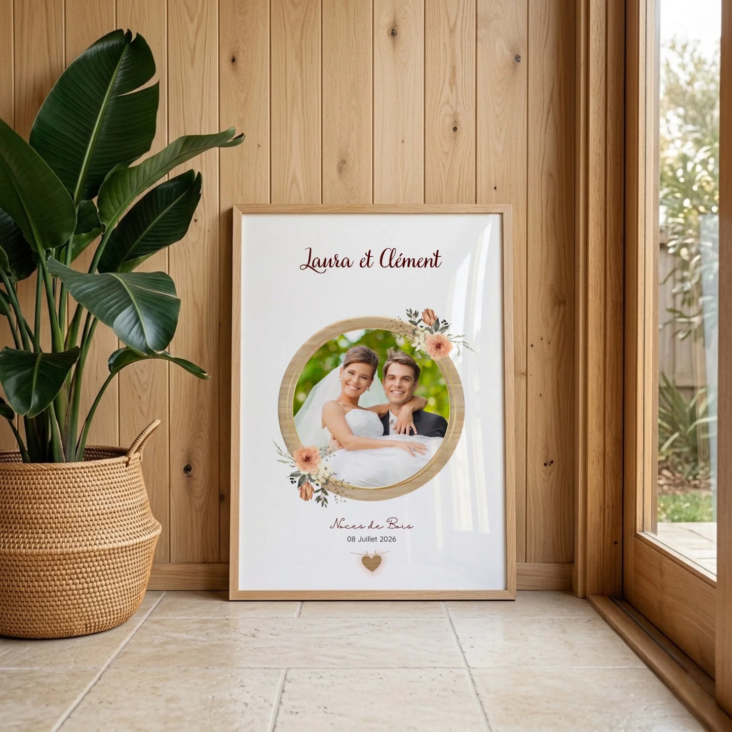 Affiche Personnalisée Noces de bois - Cadeau noces de Bois - Cadeau Anniversaire de mariage
