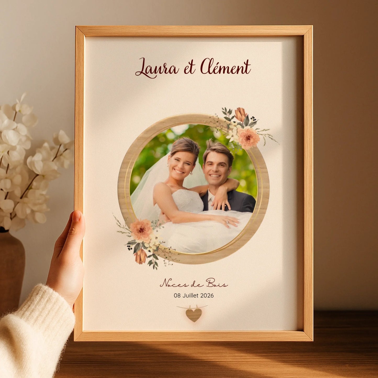 Affiche Personnalisée Noces de bois - Cadeau noces de Bois - Cadeau Anniversaire de mariage