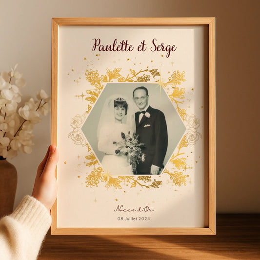 Cadeau Noces d'Or - Affiche Personnalisée 50 Ans de Mariage