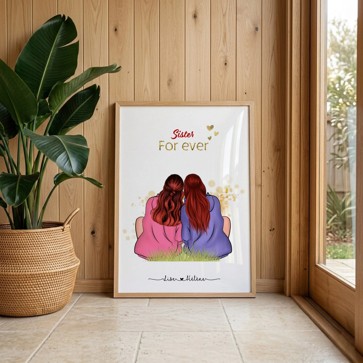 Affiche personnalisée - Sœurs - Portrait famille de dos