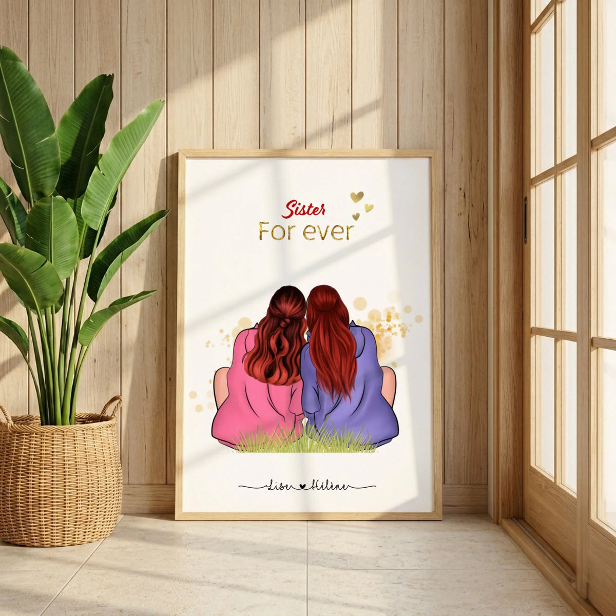 Affiche personnalisée - Sœurs - Portrait famille de dos