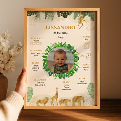 Affiche personnalisée - Anniversaire Baptême Jungle