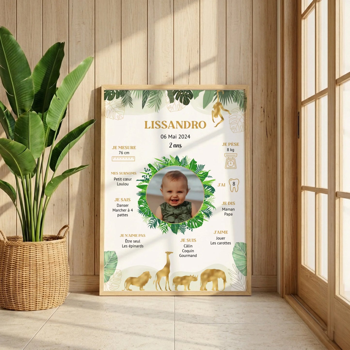 Affiche personnalisée - Anniversaire Baptême Jungle