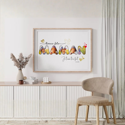 Affiche personnalisée - Maman - Bonne fête Maman - Cadeau Fête des mères