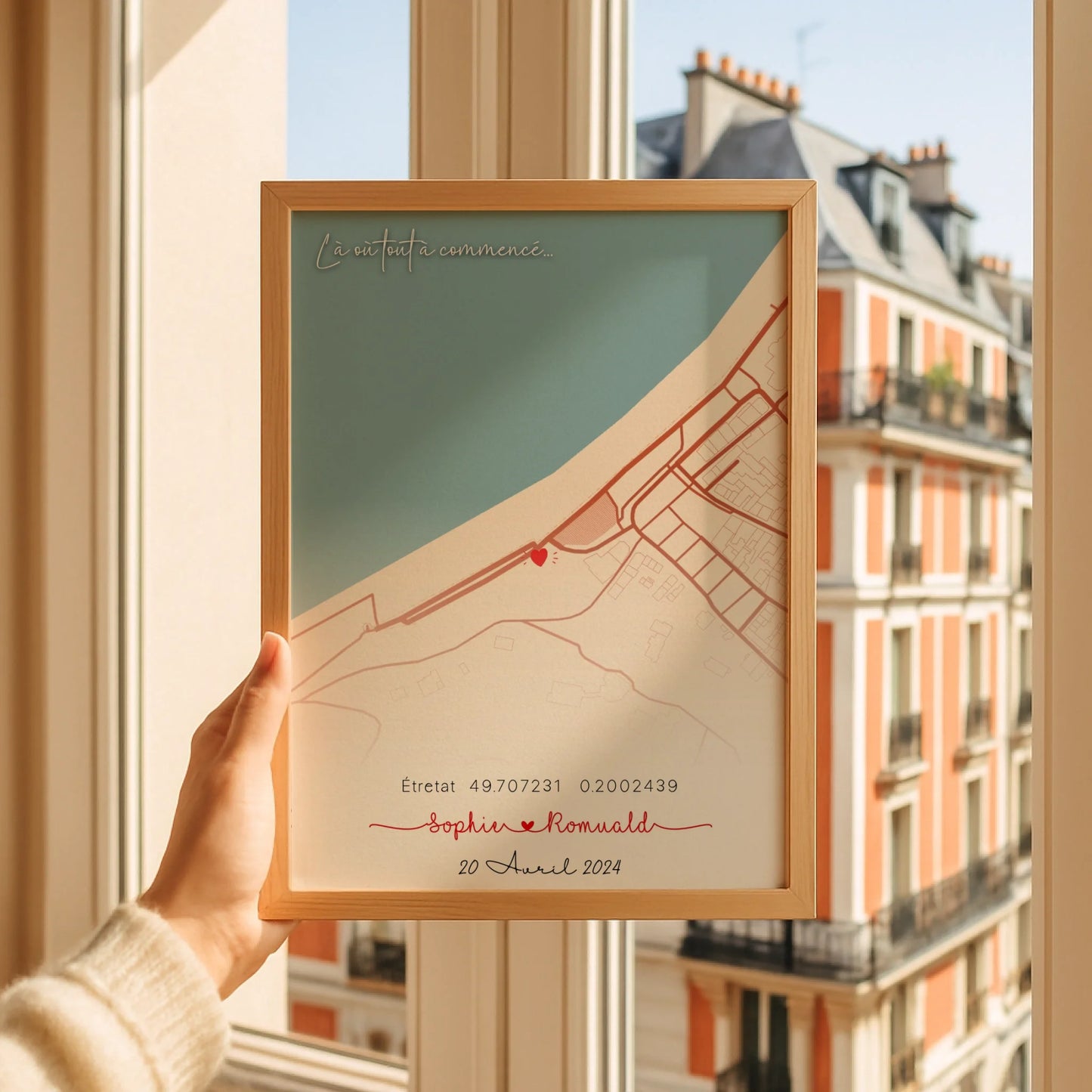 Affiche personnalisée - couple carte du lieu de rencontre - là où tout à commencé