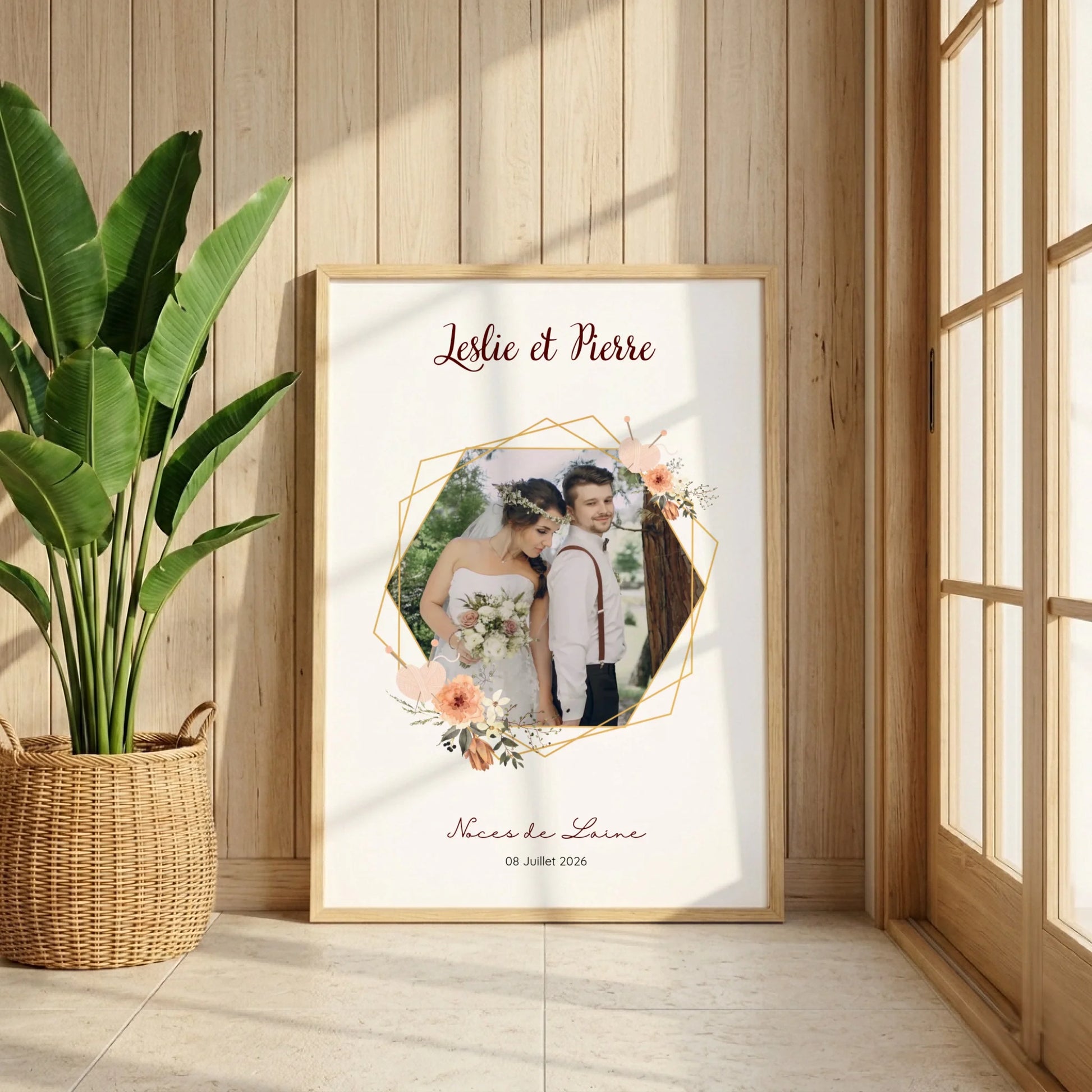 Affiche Personnalisée Noces de Laine- Cadeau Unique pour 7ème Anniversaire de Mariage
