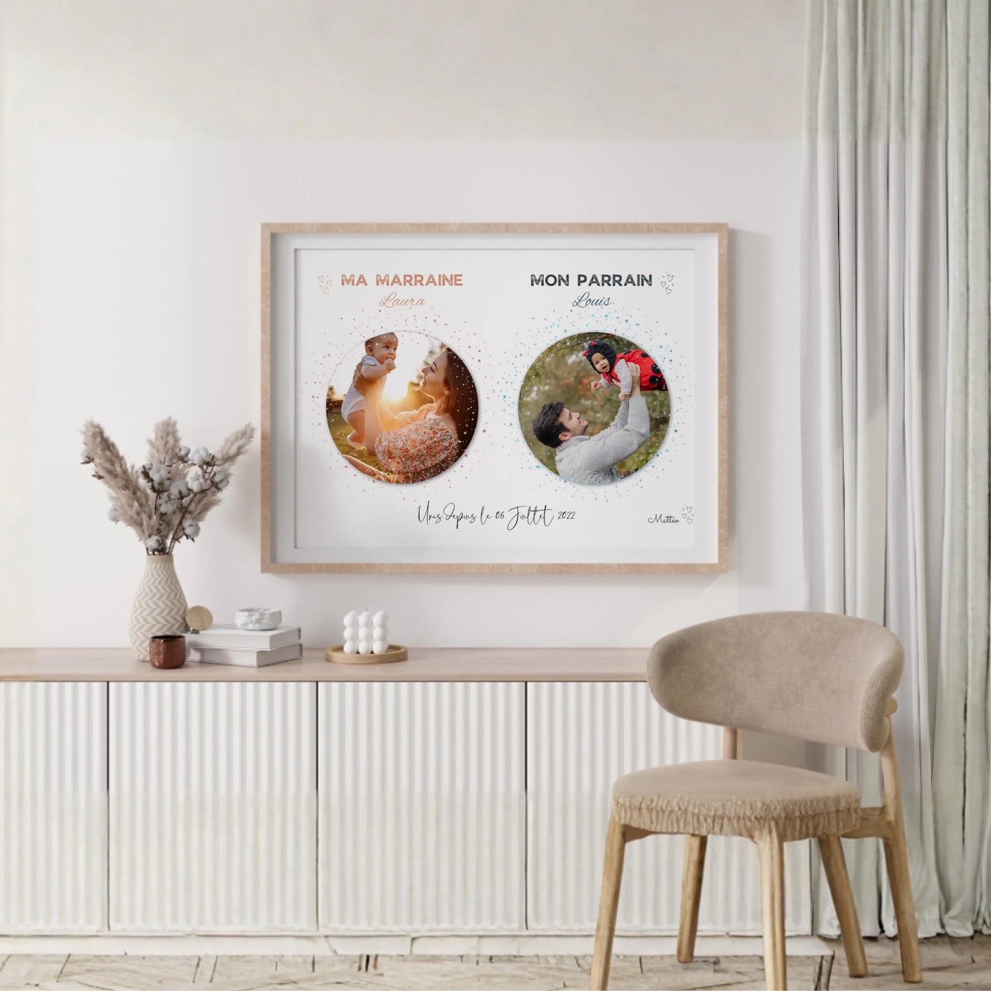 Affiche personnalisée - parrain et marraine avec photos - Baptême