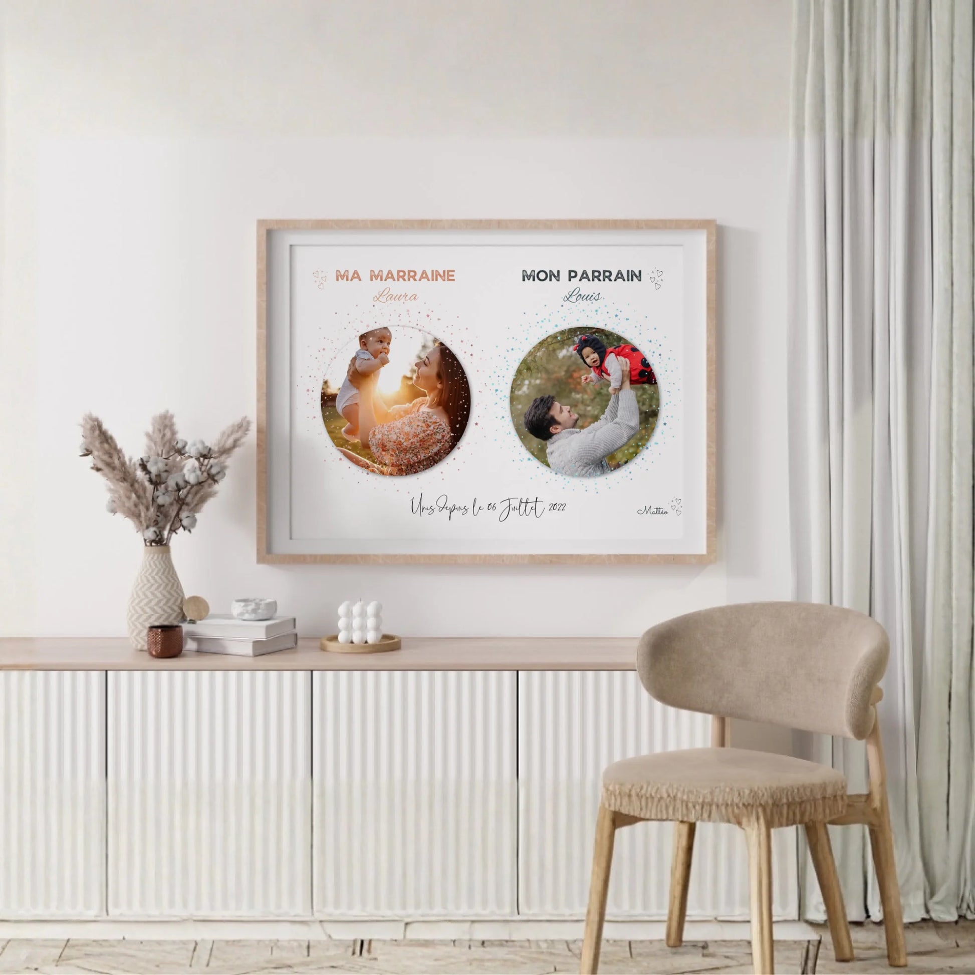 Affiche personnalisée - parrain et marraine avec photos - Baptême