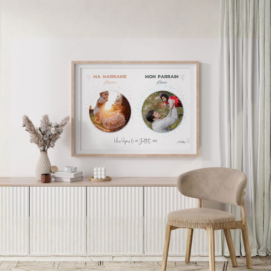 Affiche personnalisée - parrain et marraine avec photos - Baptême