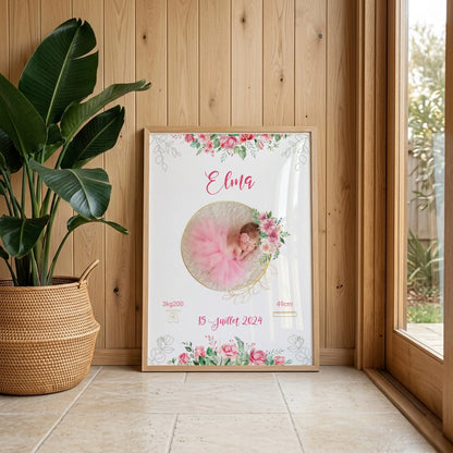 Affiche personnalisée Naissance Bohème Roses
