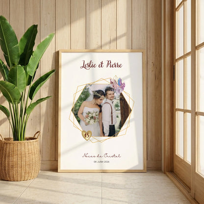 Affiche Personnalisée Noces de Cristal - Cadeau Unique 15 ans de Mariage