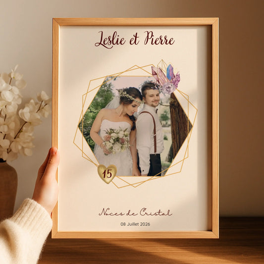 Affiche Personnalisée Noces de Cristal - Cadeau Unique 15 ans de Mariage