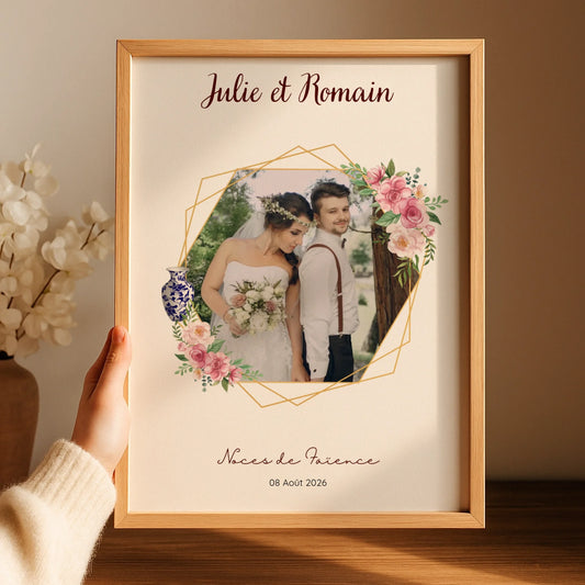 Cadeau Noces de Faïence Personnalisé - Affiche 9 Ans de Mariage