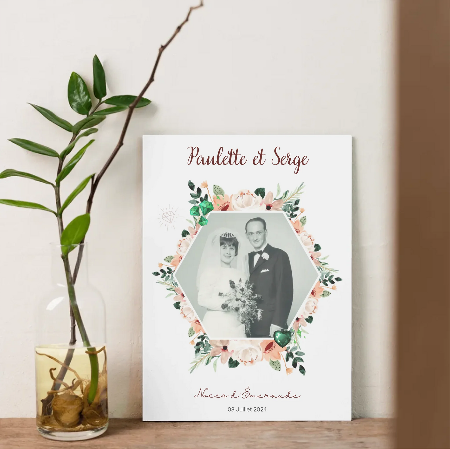 Affiche Personnalisée Noces d'Émeraude - Cadeau Unique 40 ans de Mariage