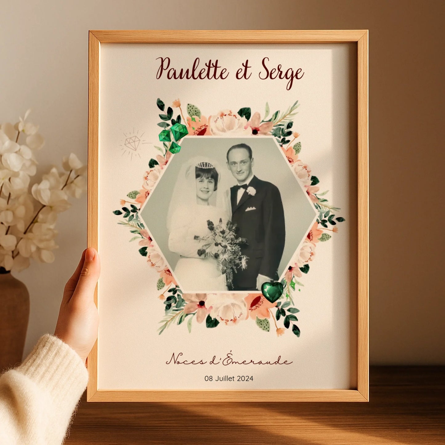 Affiche Personnalisée Noces d'Émeraude - Cadeau Unique 40 ans de Mariage