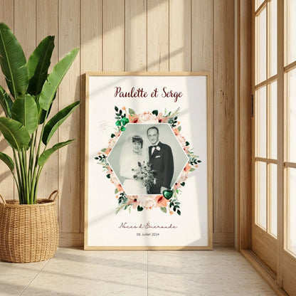 Affiche Personnalisée Noces d'Émeraude - Cadeau Unique 40 ans de Mariage