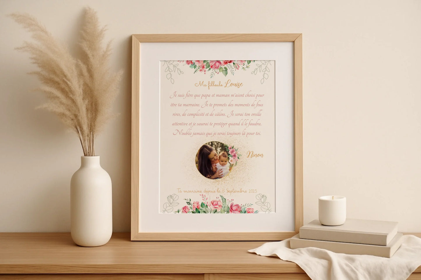 Affiche Personnalisée - Filleul(e) avec Texte et photo - Cadeau filleule personnalisé 