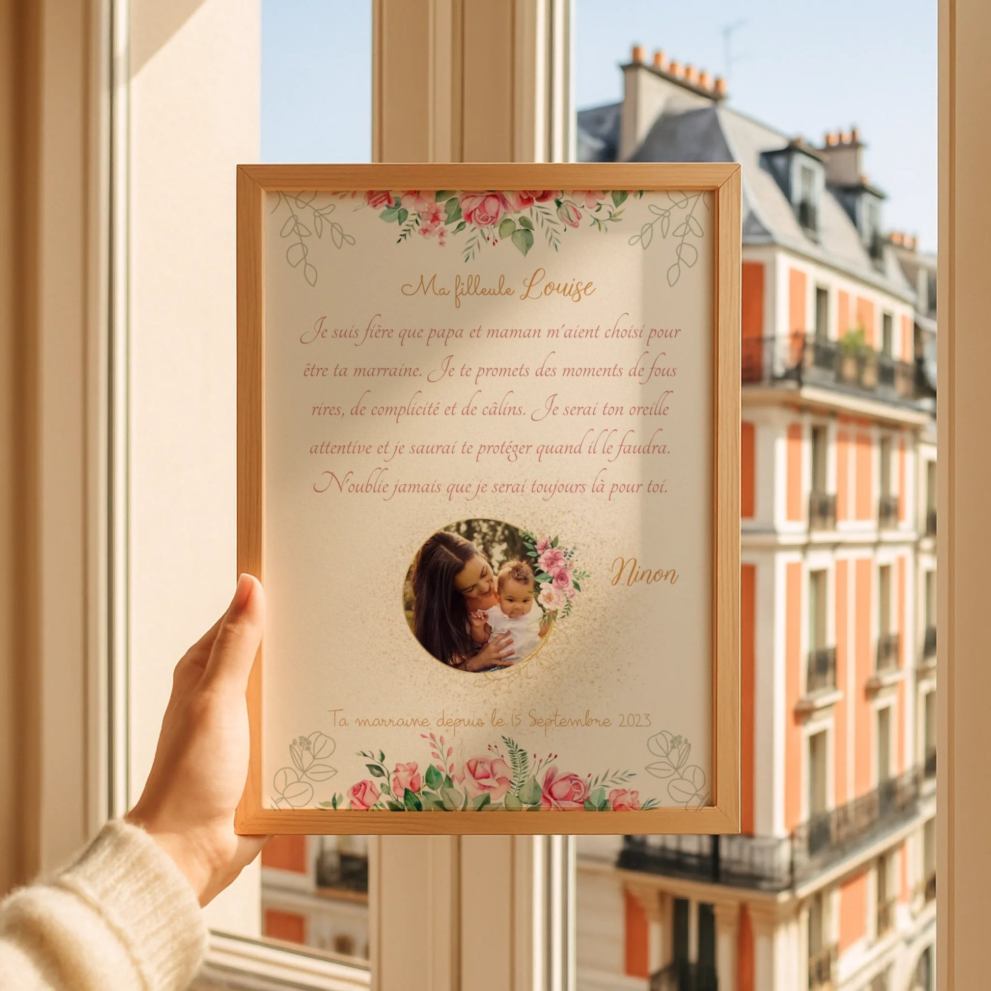 Affiche Personnalisée - Filleul(e) avec Texte et photo - Cadeau filleule personnalisé 