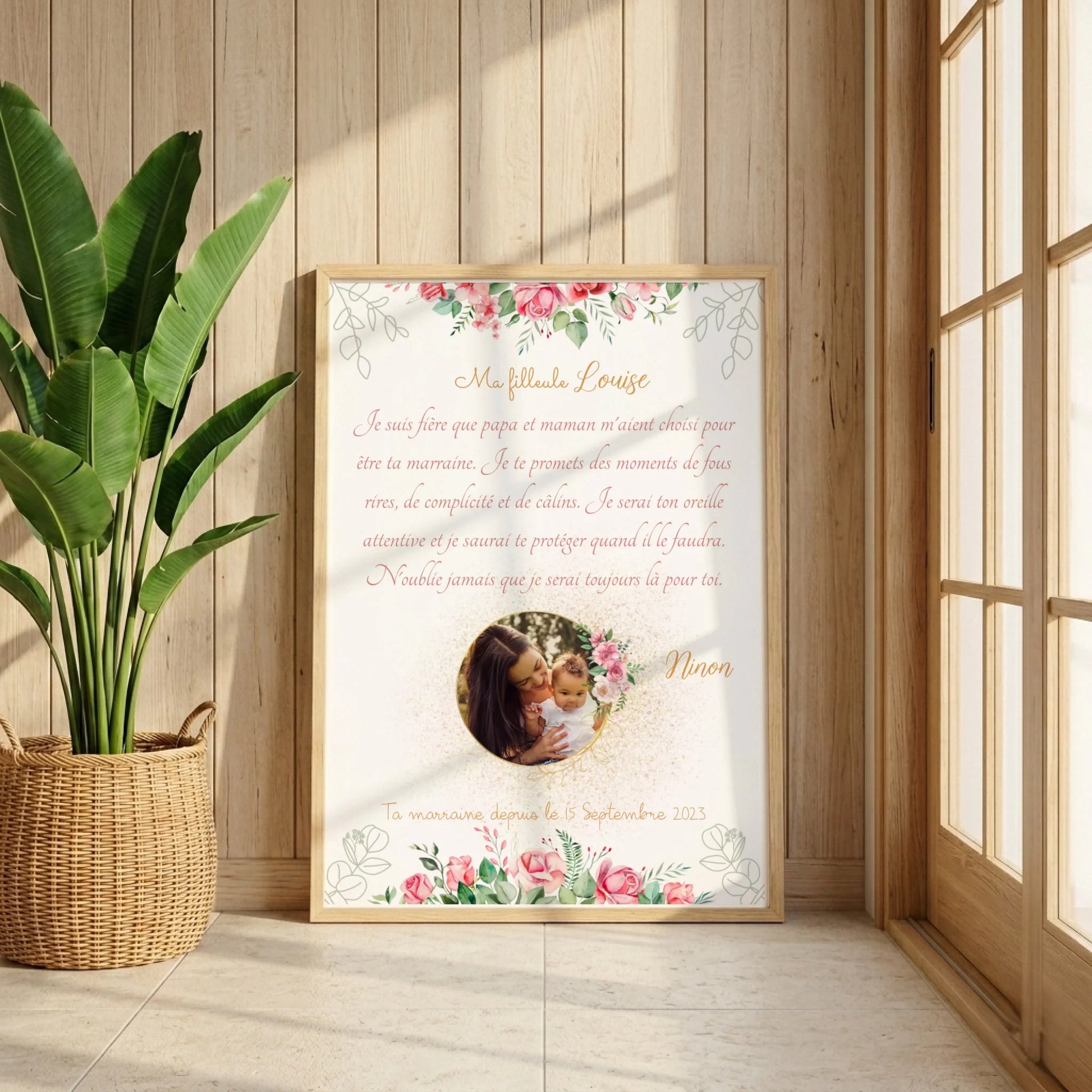 Affiche Personnalisée - Filleul(e) avec Texte et photo - Cadeau filleule personnalisé 