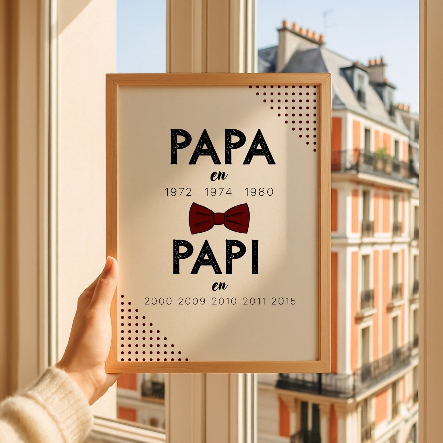 Affiche Personnalisée Papa Papi Années de naissance - idée Annonce grossesse