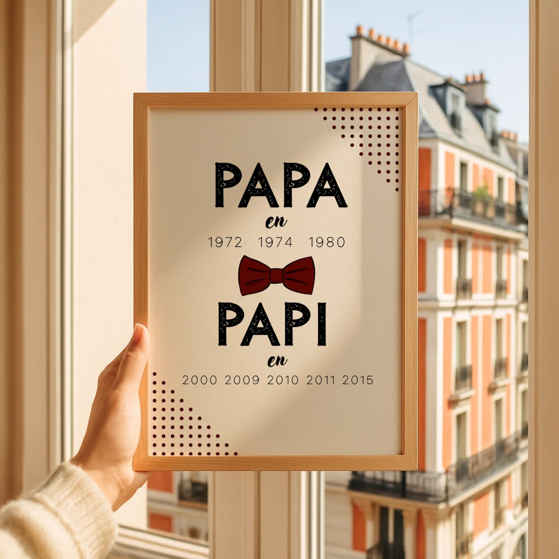 Affiche Personnalisée Papa Papi Années de naissance - idée Annonce grossesse