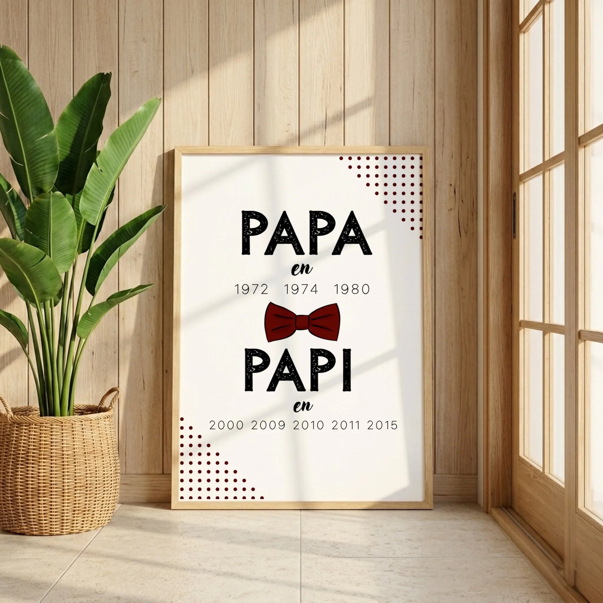 Affiche Personnalisée Papa Papi Années de naissance - idée Annonce grossesse