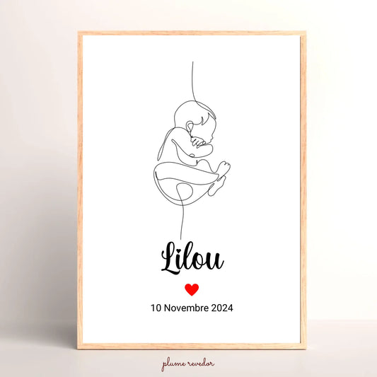 Affiche personnalisée Naissance minimaliste Art Line