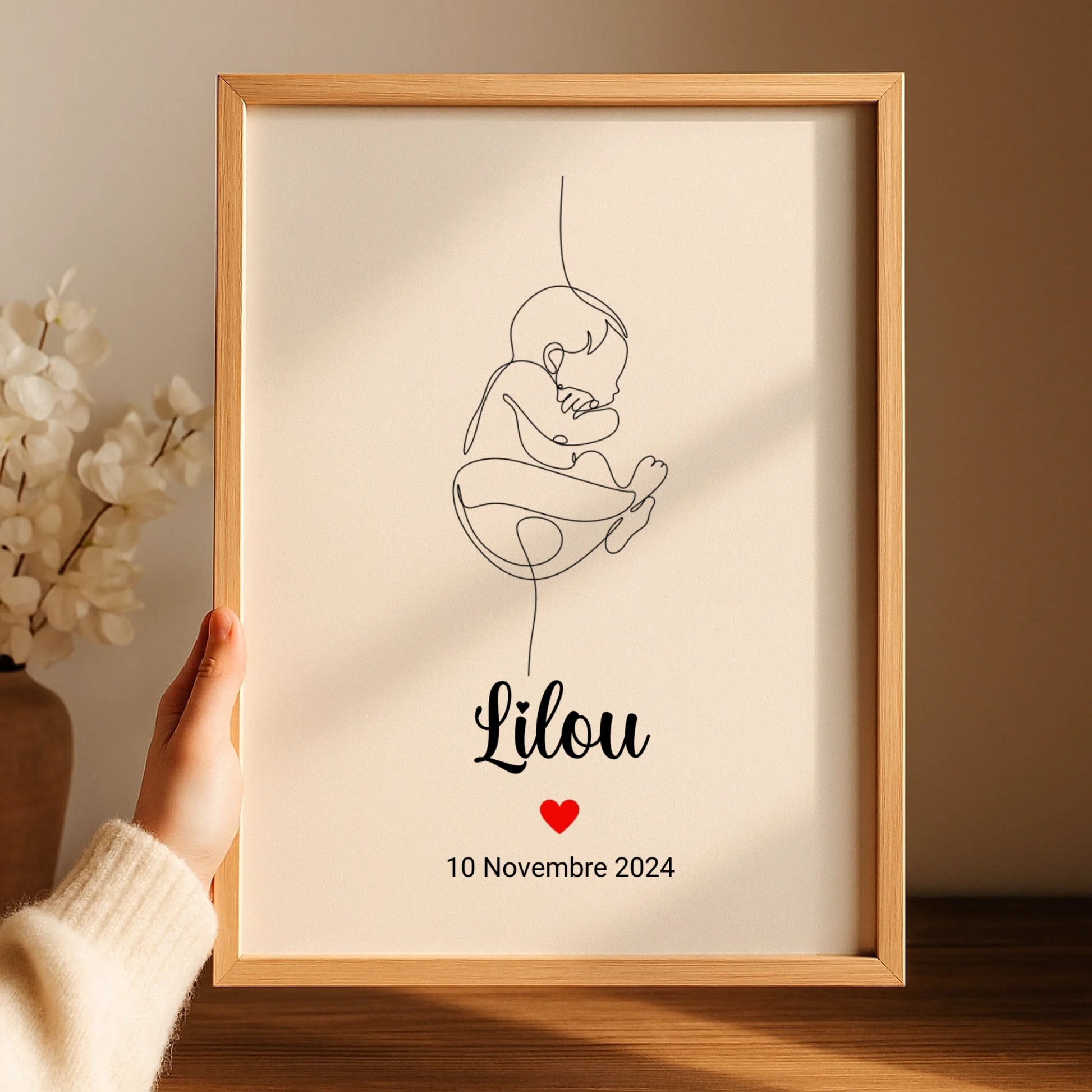 Affiche personnalisée Naissance minimaliste Art Line