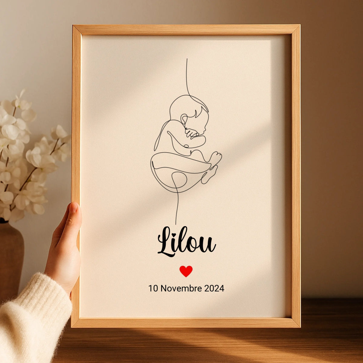 Affiche personnalisée Naissance minimaliste Art Line