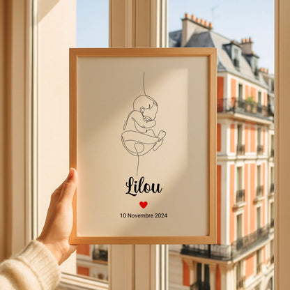 Affiche personnalisée Naissance minimaliste Art Line