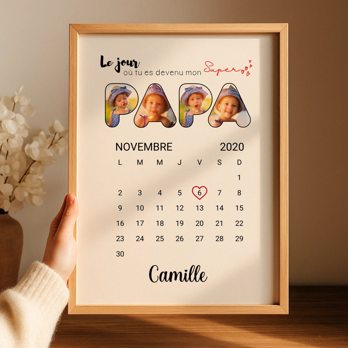 Affiche personnalisée Lettres Papa Photos Calendrier