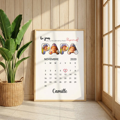 Affiche personnalisée Lettres Papa Photos Calendrier