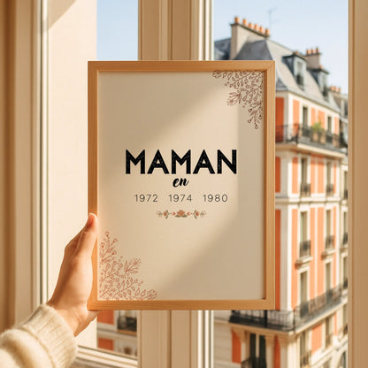 Affiche Personnalisée Maman années de naissance