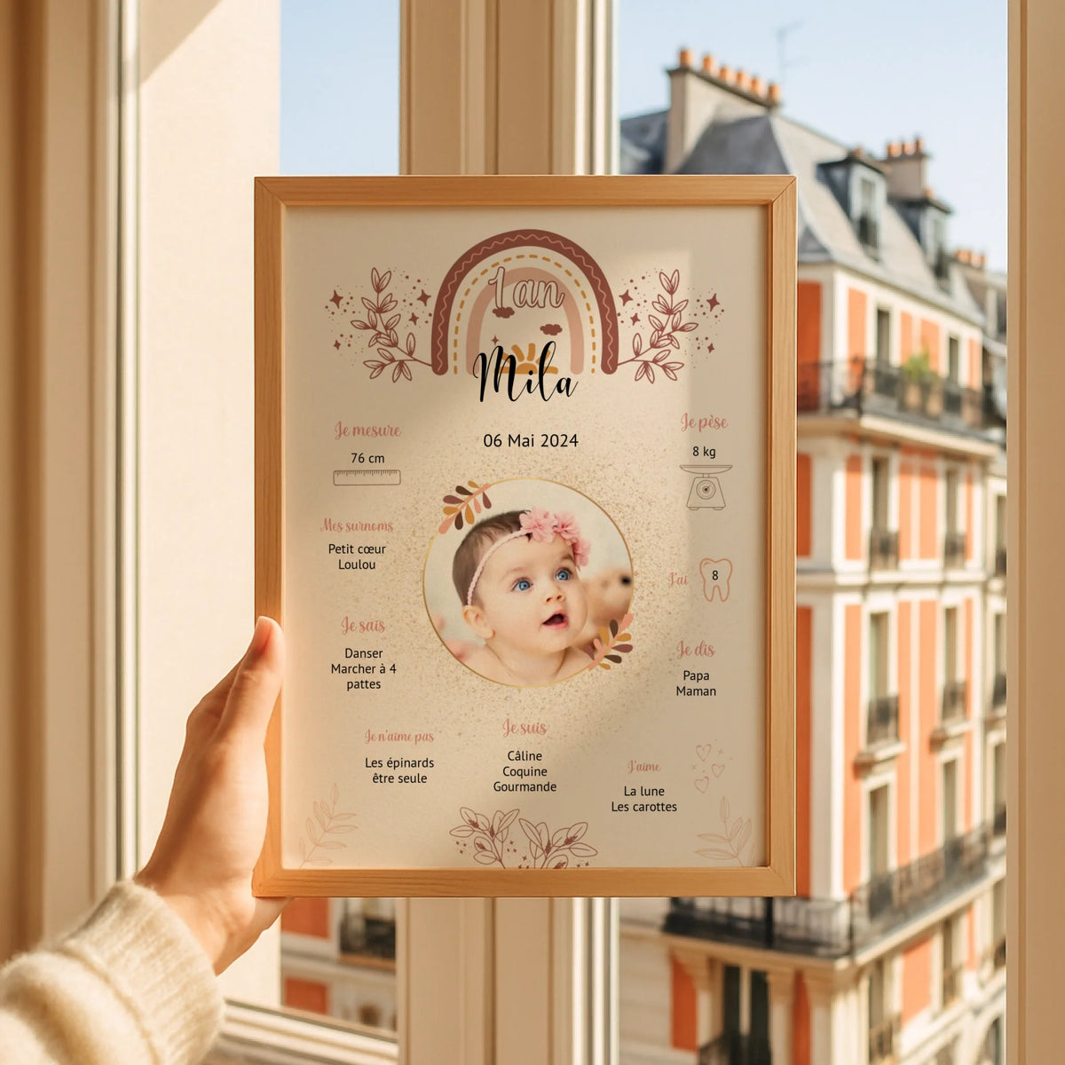 Affiche personnalisée Baptême ou Anniversaire "Arc en ciel"