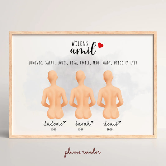 Affiche Personnalisée Portrait de Famille Assis de dos