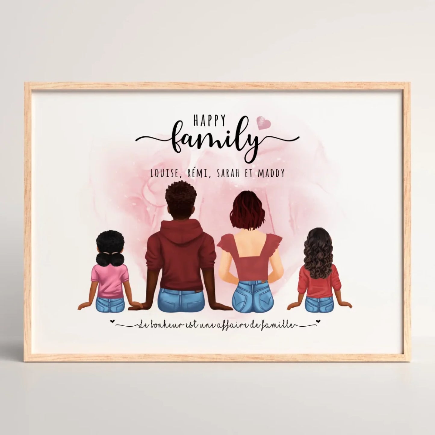 Affiche Personnalisée Portrait de Famille Assis de dos