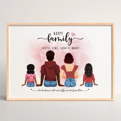 Affiche Personnalisée Portrait de Famille Assis de dos