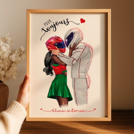 Affiche Personnalisée Couple de Motards