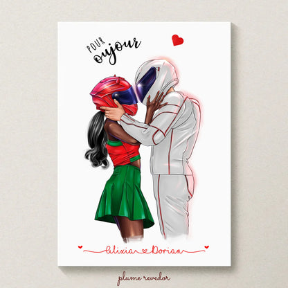 Affiche Personnalisée Couple de Motards