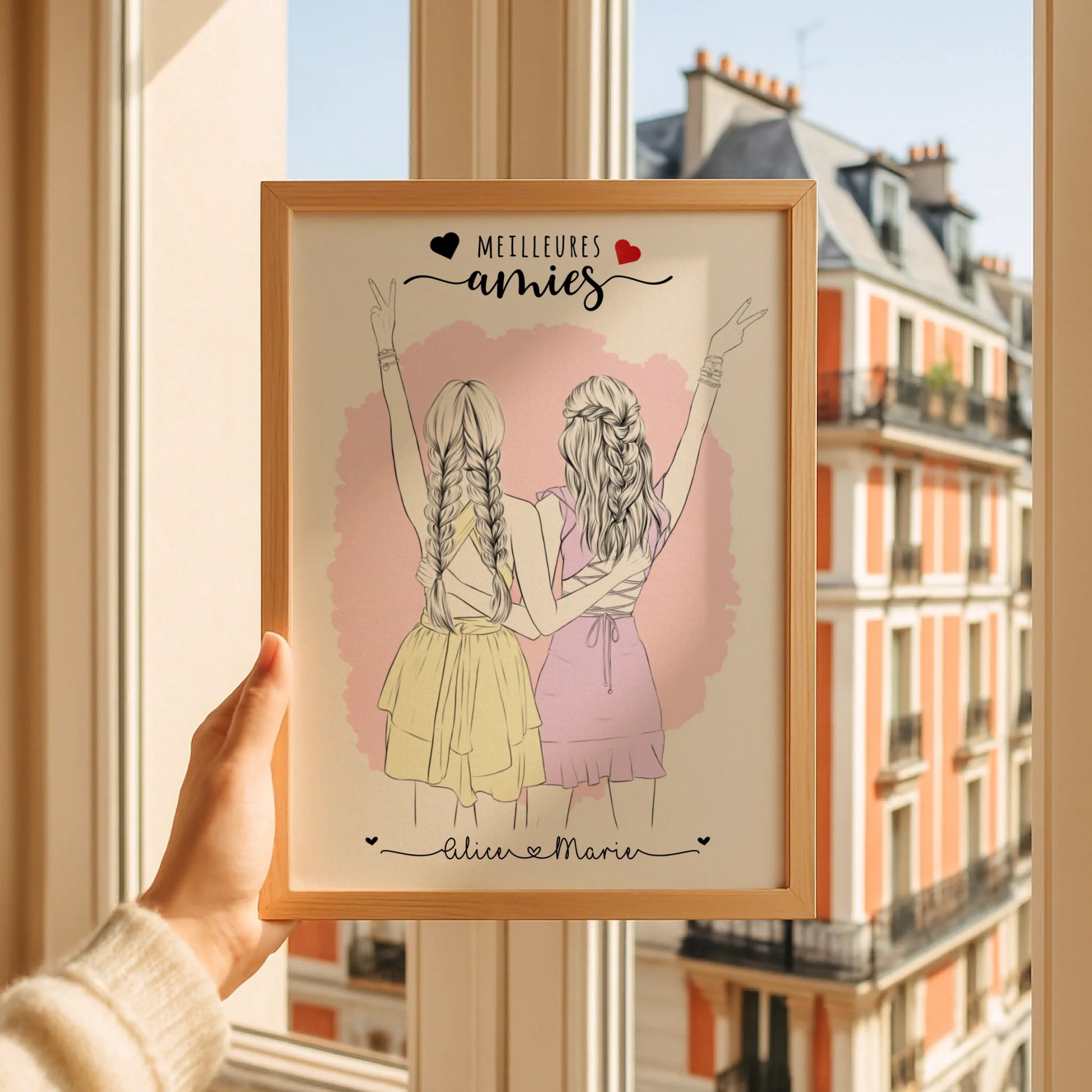 Affiche personnalisée Meilleures Amies dessin crayon