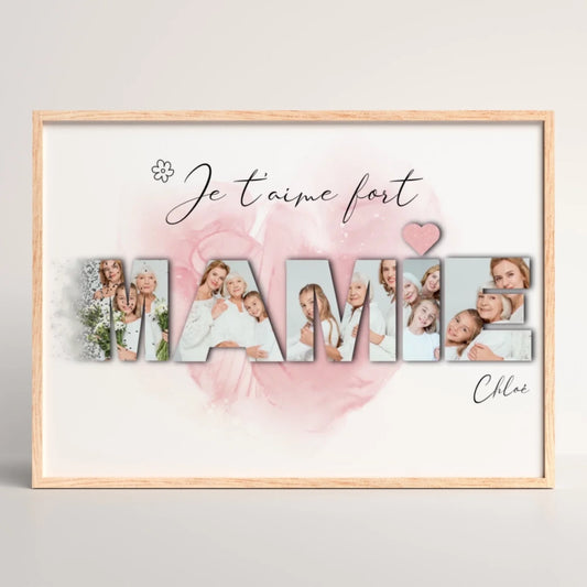 Cadeau personnalisé Mamie - Affiche Mamie Mot photos