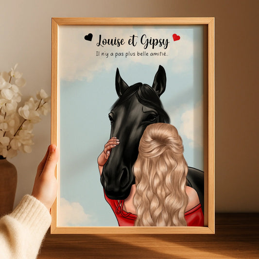 Affiche Femme & Cheval : Amitié Personnalisée - Cadeau Équitation