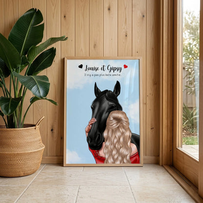 Affiche Femme & Cheval : Amitié Personnalisée - Cadeau Équitation