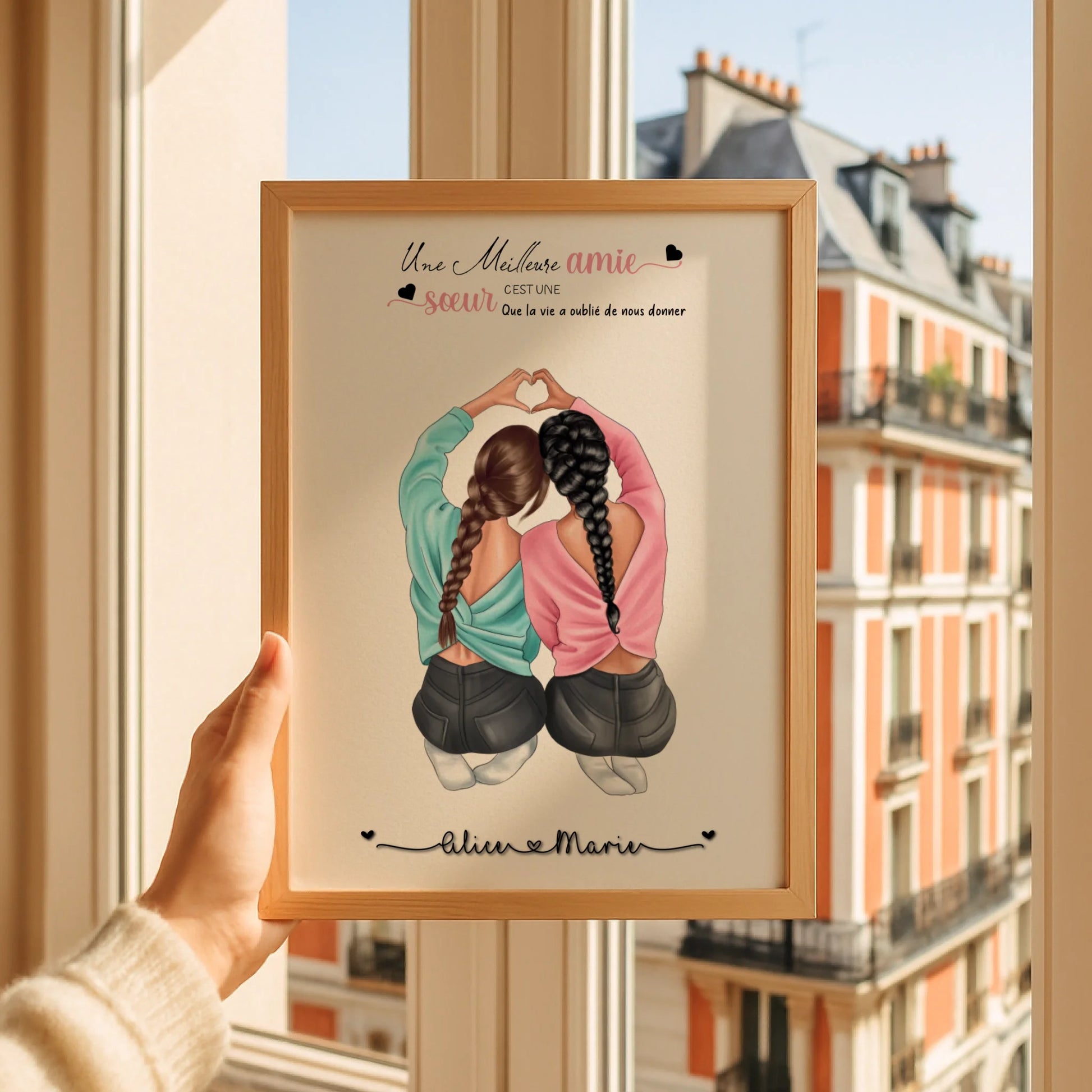 Affiche Meilleure Amie personnalisée cœur