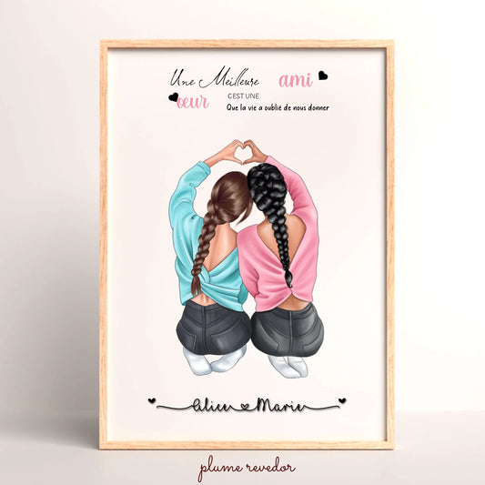 Affiche Meilleure Amie personnalisée cœur