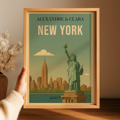 Affiche personnalisée New York – Statue de la Liberté vintage