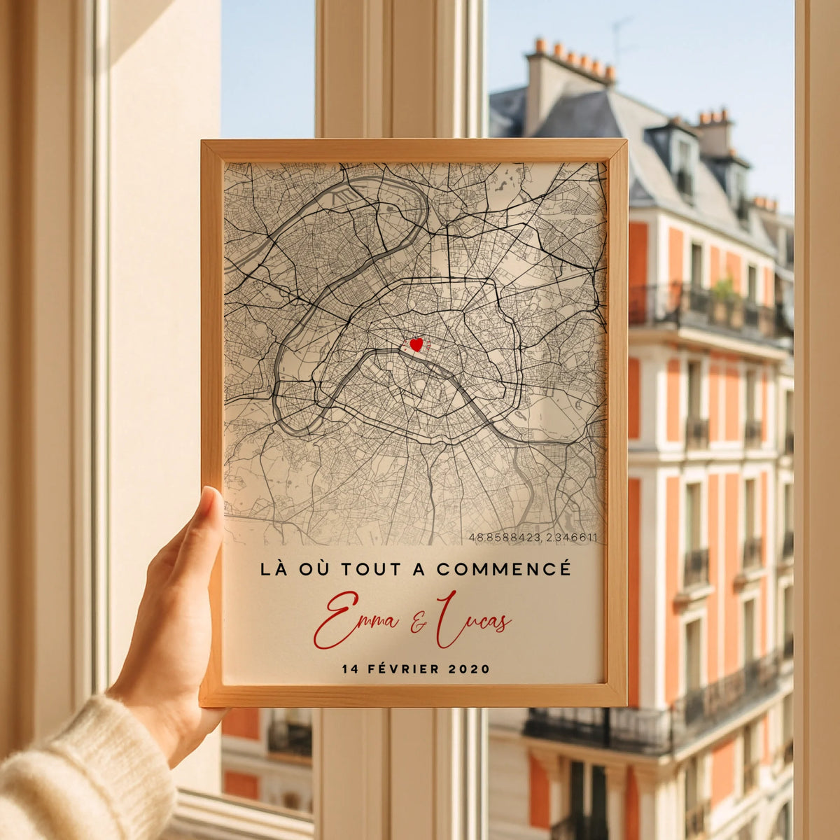 Affiche Couple Personnalisée Lieu de Rencontre - Carte "Là où tout a commencé"
