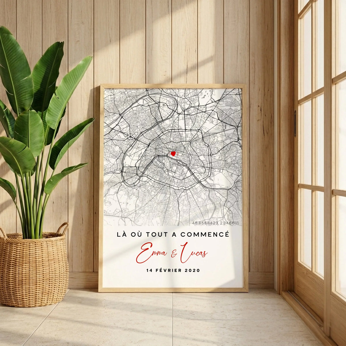 Affiche Couple Personnalisée Lieu de Rencontre - Carte "Là où tout a commencé"