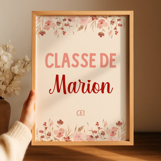 Affiche personnalisée maîtresse « Classe de [Prénom] » - Cadeau Maîtresse