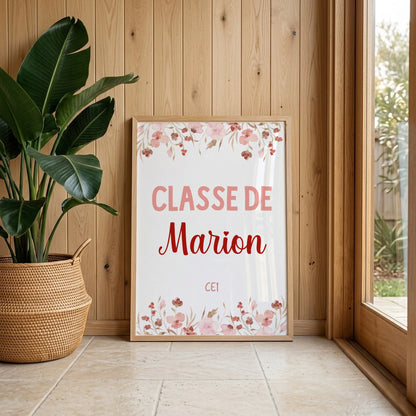 Affiche personnalisée maîtresse « Classe de [Prénom] » - Cadeau Maîtresse